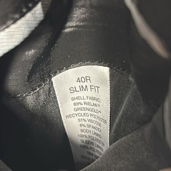 J. Ferrar Black Two Button Business Sport Coat Blazer Jacket Size 40R Slim Fit - Picture 12 of 12